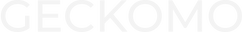 Geckomo logo in white on a black background